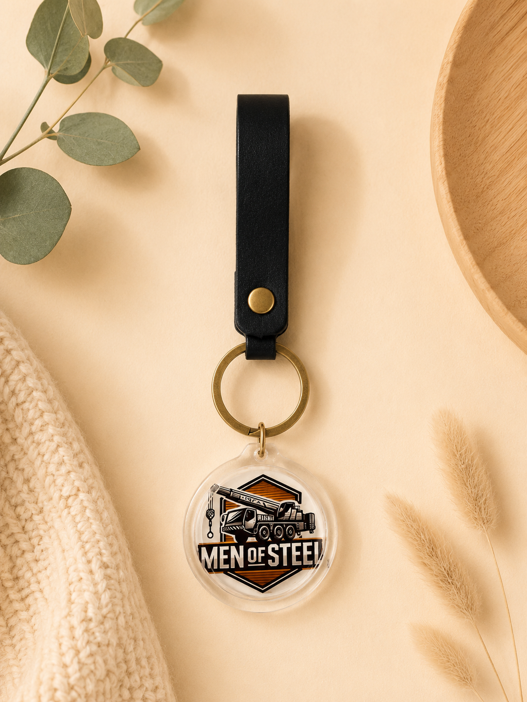 Custom logo keychain printed with a business logo for corporate branding, promotional gifts and marketing by Little Snapshot Co.