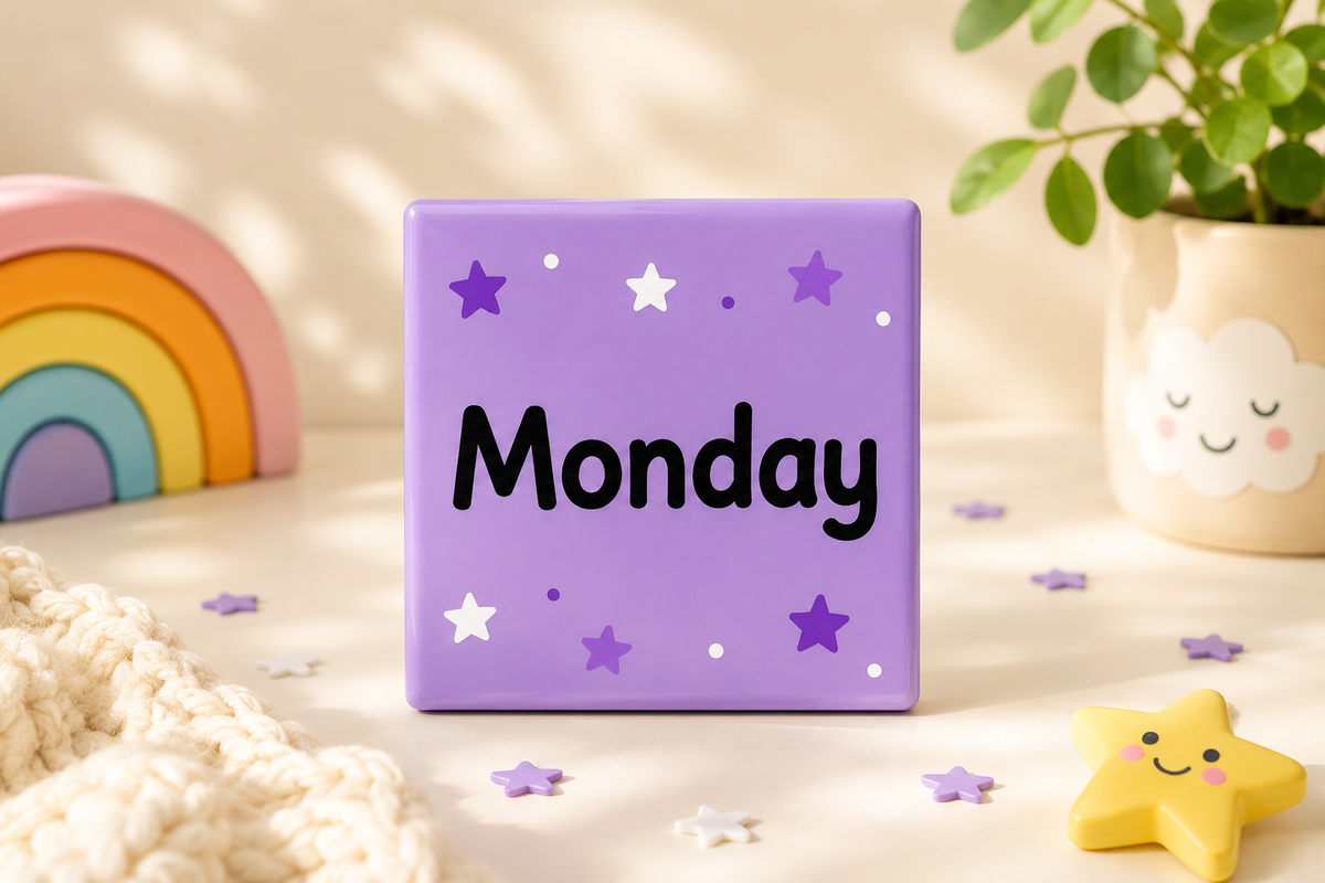 Educational days of the week magnets for kids featuring Monday through Sunday, designed for hands-on learning and early childhood education.