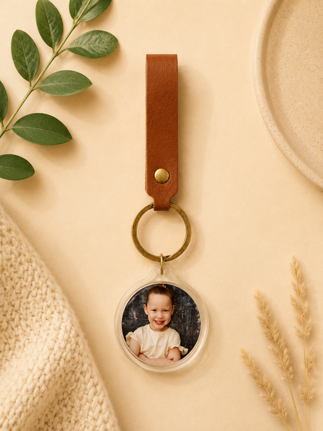 Personalised photo keychain featuring a custom family photo, handmade in Australia by Little Snapshot Co.